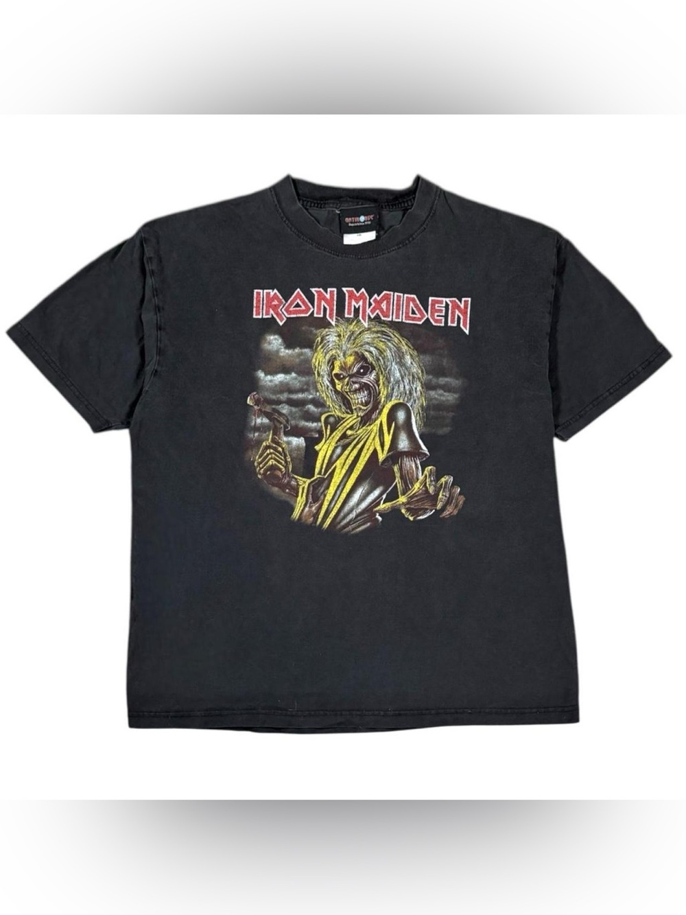 Vintage 90s Iron Maiden Killers Artimonde Band T Shirt Faded Black Size Large